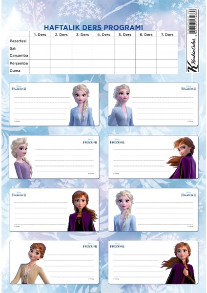 Keskin Color Frozen II 3'lü Ders Programlı Etiket