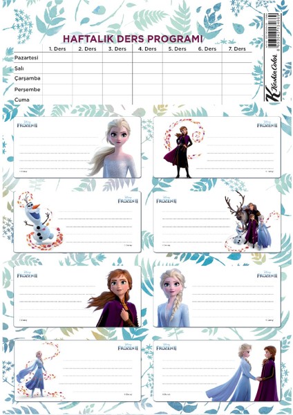 Keskin Color Frozen II 3'lü Ders Programlı Etiket