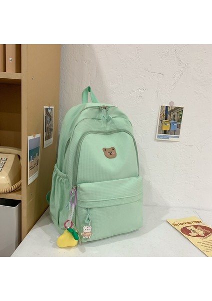 Küçük Taze Düz Renk Okul Çantası Kadın Ortaokul Öğrencisi Kampüs Sırt Çantası Seyahat Sırt Çantası (Yurt Dışından)