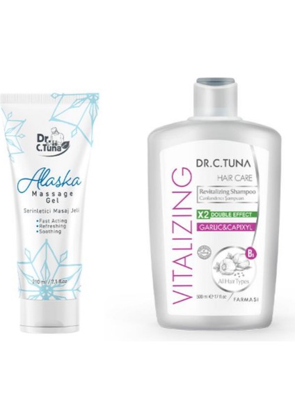Alaska Masaj Jeli + Farmasi Dr. C. Tuna Vitalizing Sarımsak & Capixyl Koparak Dökülen Saçlar Için Canlandırıcı Şampuan 500 ml