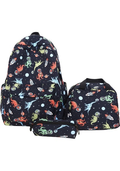 Üç Parçalı Okul Çantası Moda Sırt Çantası Baskılı Grafiti Niş Moda Rahat Gezi Kadınlar Için Hafif Sırt Çantası (Yurt Dışından)