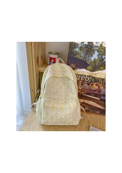 Sırt Çantası Basit Orta Okul Okul Çantası Erkekler ve Kadınlar Taze ve Tatlı Rahat Ekose Sırt Çantası (Yurt Dışından)