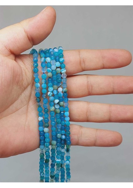 Bileklik Boy Akik Taşı Faset Kesim Yarım Dizi 4mm (18CM Uzunluğundadır)