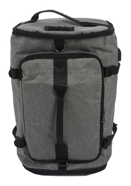 Anti Hırsızlık USB Büyük Kapasiteli Seyahat Sırt Çantası Spor Çantası Eğitim Spor Spor Salonu Kadın Erkek El Bagajı ile Ayakkabı Gri (Yurt Dışından)