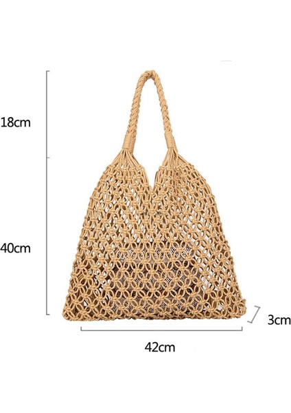Moda Popüler Plaj Çantası Kadın El Yapımı Dokuma Kompozit Yeni Örgü Halat Dokuma Içi Boş Saman Alışveriş 2 Takım Kahverengi (Yurt Dışından) modelleri