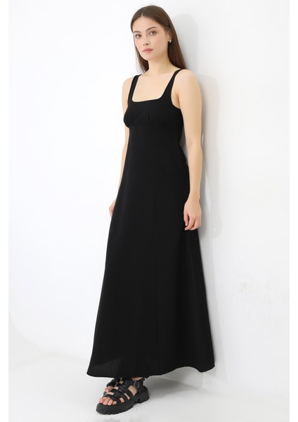 Keten Maxi Elbise Siyah modelleri