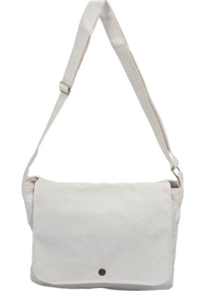 Moda Klasik Düz Renk Çile Postacı Çantası Okul Kadın Kanvas Çanta Kadın Rahat Basit Omuz Beyaz (Yurt Dışından)