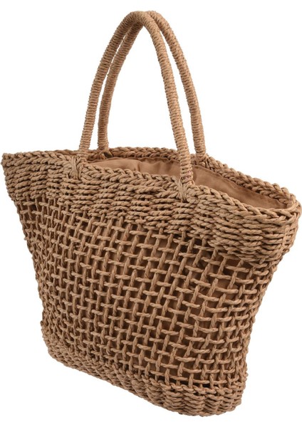 Rahat Basit ve Cömert Hiçbir Dekoratif Düz Renk Net Içi Boş Dokulu Dokuma Çanta Popüler Hasır Çanta 37X25CM (Astarlı) (Yurt Dışından) fırsatları