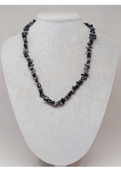 Obsidyen Taşı Küçük Taşlar Kolye (52260)