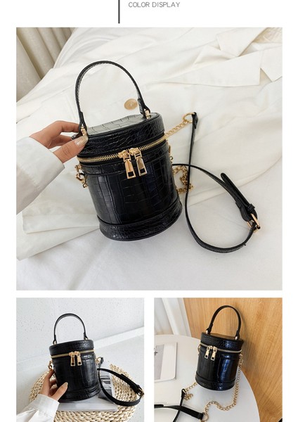 Popüler Kadın Çanta Moda Vahşi Cep Telefonu Kovası Trend Siyah (Yurt Dışından) fırsatları