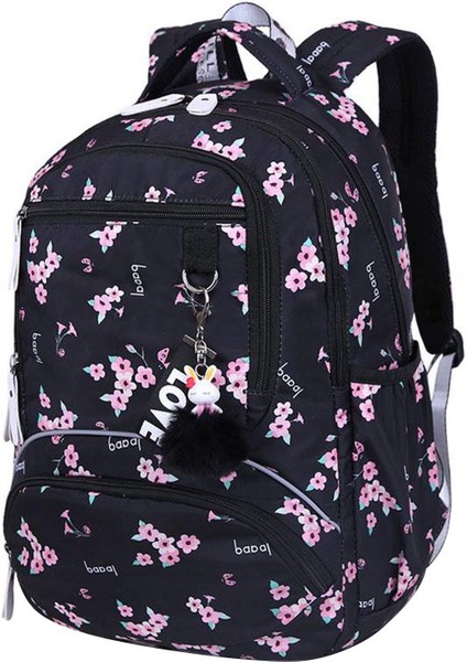 Büyük Okul Çantası Sevimli Öğrenci Sırt Çantası Baskılı Su Geçirmez Birincil Kitap Çantaları Genç Kızlar Çocuklar Için Siyah (Yurt Dışından)