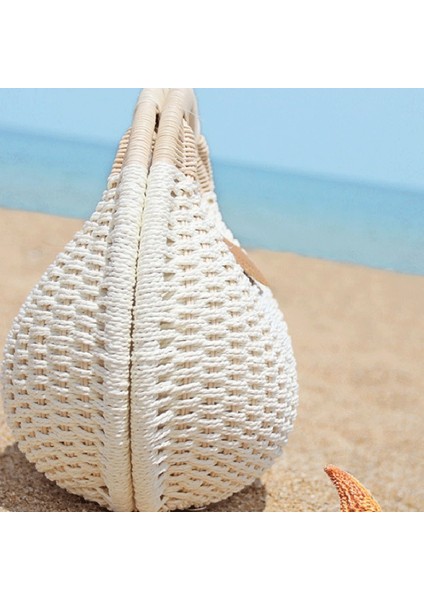 Moda Kabuk Çanta Saman Rattan Dokuma Çanta Plaj Tatil Eğlence Kadın Kadın Çanta ve Çantalar El (Yurt Dışından) fiyatları