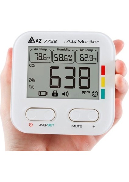7732 Karbondioksit Sıcaklık Nem Ölçer | Sadece Pil Ile Çalışır