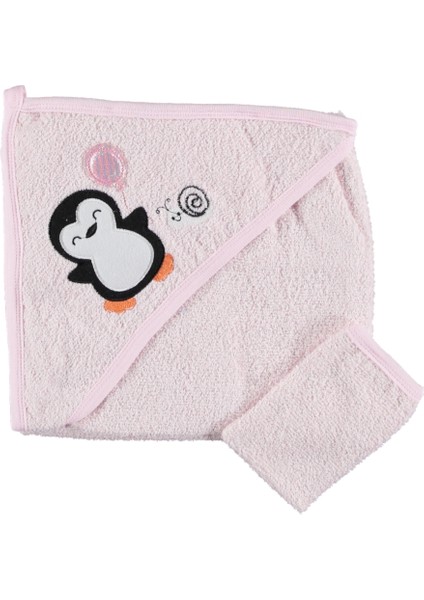 Penguen Nakışlı Lifli Bebek Havlu 75X65 cm