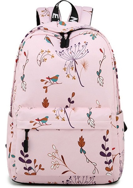 Rahat Su Geçirmez Kadın Sırt Çantası Çiçek Baskı Kız Koleji Dizüstü Sırt Çantaları Bayan Seyahat Pembe (Yurt Dışından)