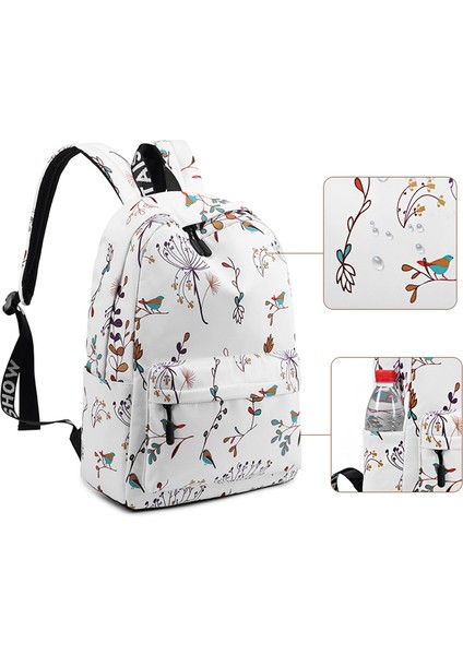 Rahat Su Geçirmez Kadın Sırt Çantası Çiçek Baskı Kız Koleji Dizüstü Sırt Çantaları Bayan Seyahat Pembe (Yurt Dışından) modelleri