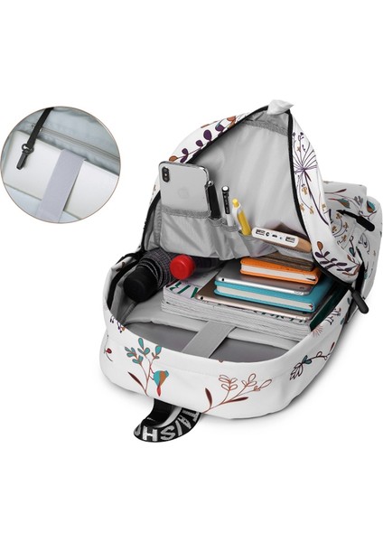 Rahat Su Geçirmez Kadın Sırt Çantası Çiçek Baskı Kız Koleji Dizüstü Sırt Çantaları Bayan Seyahat Pembe (Yurt Dışından) fırsatları