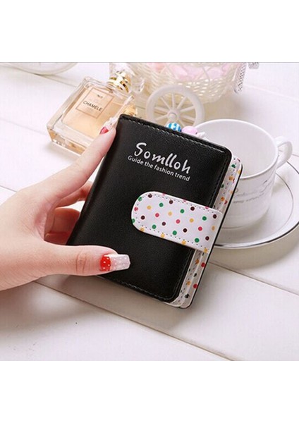 Yeni Bayan Basit ve Sevimli Dalga Noktası Cüzdan Kısa Fermuar Kadın Siyah (Yurt Dışından) fırsatları