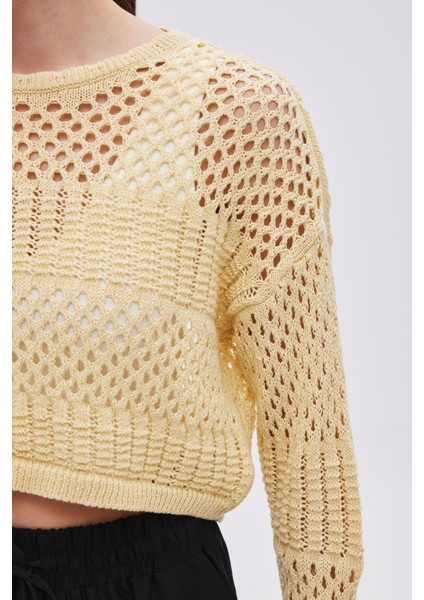 Sarı Ajurlu Triko Kazak modelleri