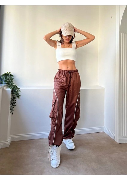 Y2K Harajuku Şerit Detay Kargo Paraşüt Pantolon/eşofman Altı modelleri