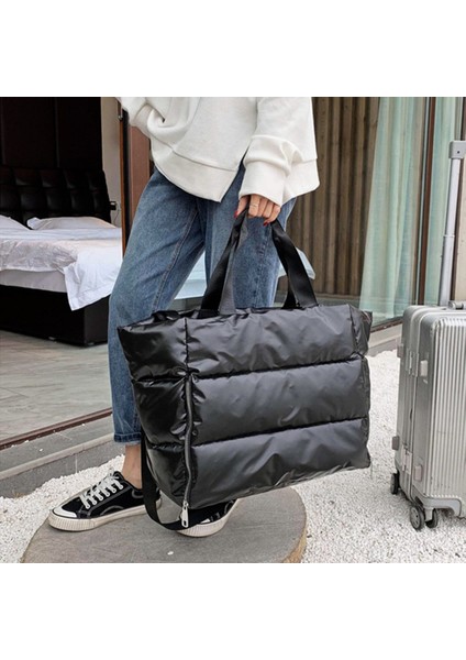 Kış Yeni Büyük Kapasiteli Omuz Çantası Kadınlar Için Su Geçirmez Naylon Çanta Omuz, Siyah (Yurt Dışından) fırsatları