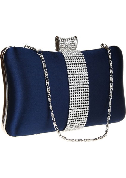 Bayan Saten Diamante Debriyaj Taklidi Akşam Gelin Balo Parti Çanta Crossbody Çanta Zincir Çanta (Mavi) (Yurt Dışından) fiyatları