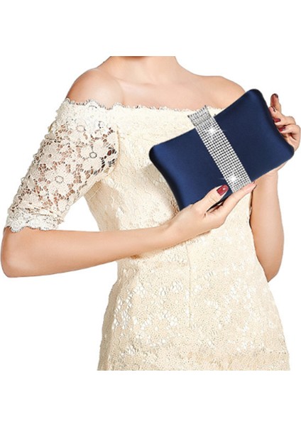 Bayan Saten Diamante Debriyaj Taklidi Akşam Gelin Balo Parti Çanta Crossbody Çanta Zincir Çanta (Mavi) (Yurt Dışından) modelleri