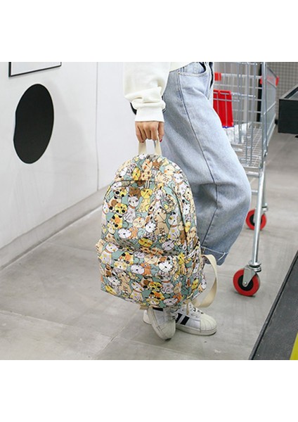 Kanvas Kumaş Bayan Sırt Çantası Sevimli Kedi Hayvan Baskı Kız Koleji Günlük Dizüstü Okul Çantası Seyahat (Yurt Dışından) modelleri