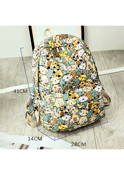 Kanvas Kumaş Bayan Sırt Çantası Sevimli Kedi Hayvan Baskı Kız Koleji Günlük Dizüstü Okul Çantası Seyahat (Yurt Dışından) fırsatları