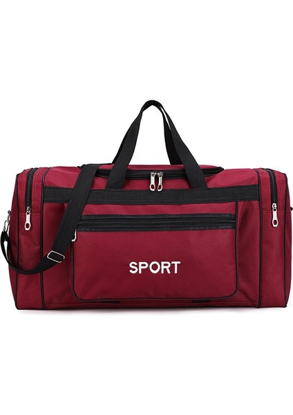 Büyük Kapasiteli Spor Çantası Erkek ve Kadın Spor Açık Hava Eğitim Seyahat Bagaj Kırmızı (Yurt Dışından)