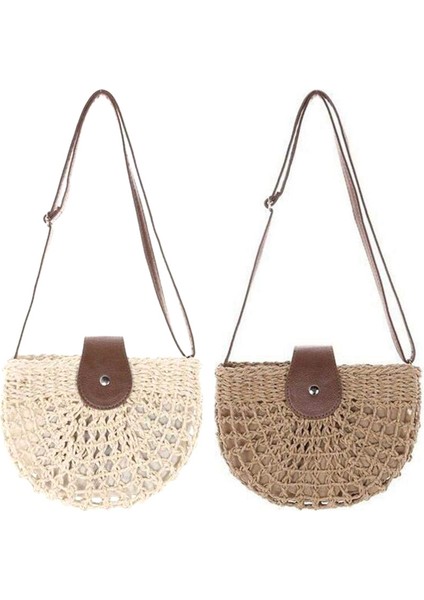 Rattan Örgülü Çanta Dokuma Omuz Askılı Hollow Plaj Tatil Kız Küçük Taze Saman Crossbody Çanta, Bej (Yurt Dışından) fiyatları