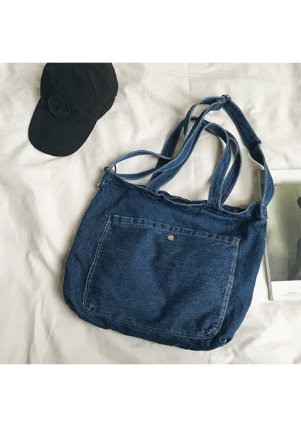 Yıkanmış Messenger Çanta Kız Öğrenci Omuz El Yelken Lacivert (Yurt Dışından) modelleri