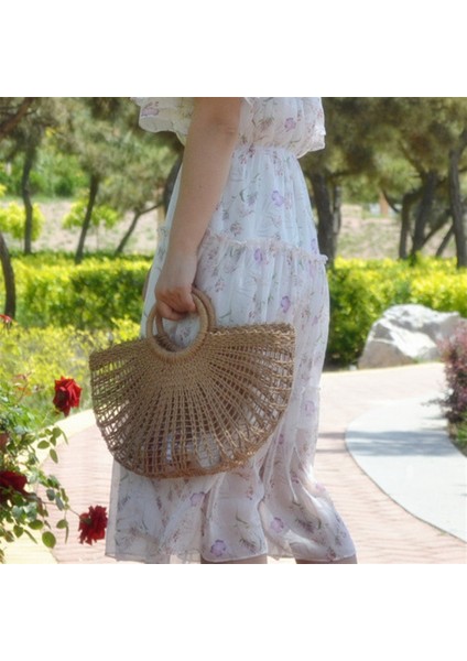 Dokuma Çanta Kadın Moda Kadın El Yapımı Plaj Rattan Örgülü El Depolama Omuz Çantaları Çanta (Yurt Dışından) modelleri