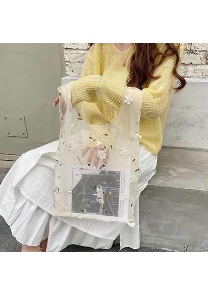Kadın Çiçek Nakış El Çantası Organze Casual Tote Örgü Alışveriş Çantaları Kadın Çanta Gösterildiği Gibi (Yurt Dışından) fırsatları