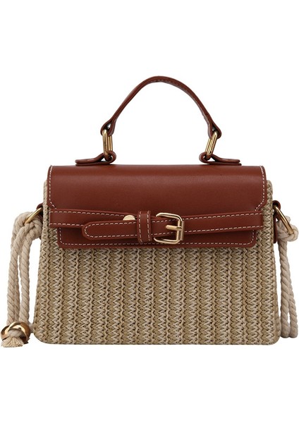 Kadınlar Için Hasır Çantalar Yaz Crossbody Çanta Bayanlar Küçük Çantalar ve Çantalar Kadın Seyahat Messenger Kahverengi (Yurt Dışından)