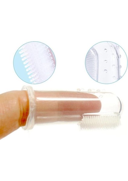 Babyjem Silikon Bebek Parmak Diş Kaşıyıcı Fırçası ( Mavi, Silikon)