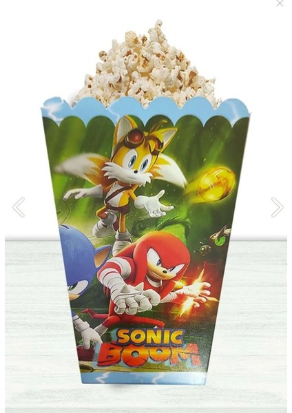8 Adet Sonic Boom Temalı Mısır Popcorn Kutusu Süper Sonik 11,5x7,5 cm