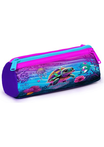 Coral High Kids Pembe Mor Kaplumbağa Desenli Üç Bölmeli Kalem Çantası 22056 fiyatları