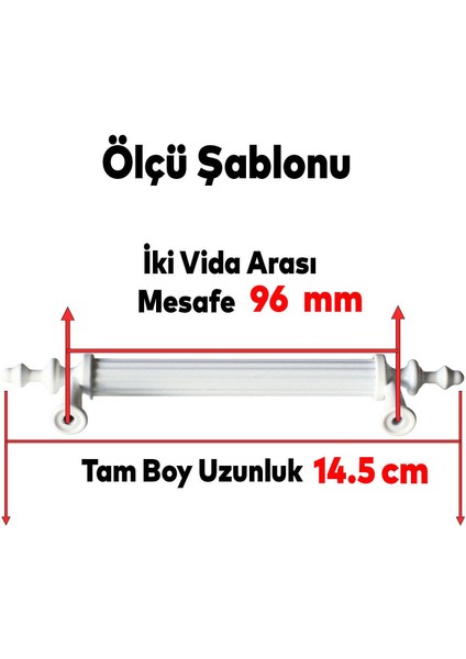 Polavit 96 mm Kulp Sert Plastik Beyaz Çekmece Mobilya Mutfak Dolap Kulbu 10 Adet