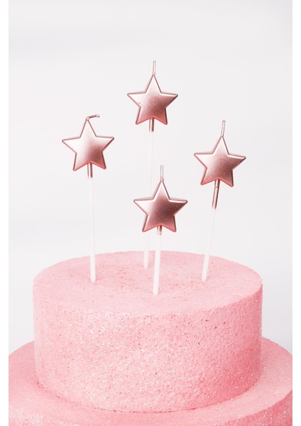 Rose 4'lü Yıldız Mum