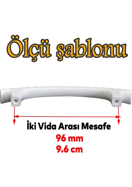 Ihlara 96 mm Kulp Sert Plastik Beyaz Çekmece Mobilya Mutfak Dolap Kulbu 5 Adet