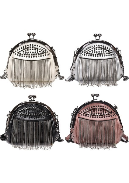 Retro Moda Kabuk Çanta Yeni Perçin Kişilik Klip Kilit Tek Oda Messenger Beyaz (Yurt Dışından) fiyatları