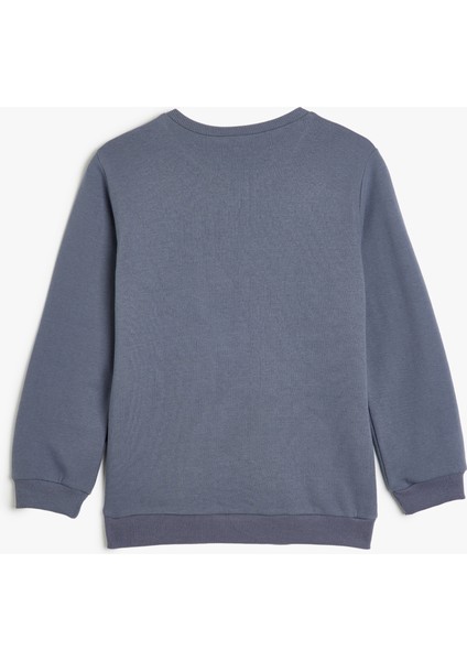 Sweatshirt Kuru Kafa Baskılı Uzun Kollu Bisiklet Yaka Şardonlu fiyatları