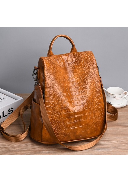 Moda Çanta Rahat Timsah Omuz Çantası Messenger Bayan Çanta Seyahat Kahverengi (Yurt Dışından) modelleri