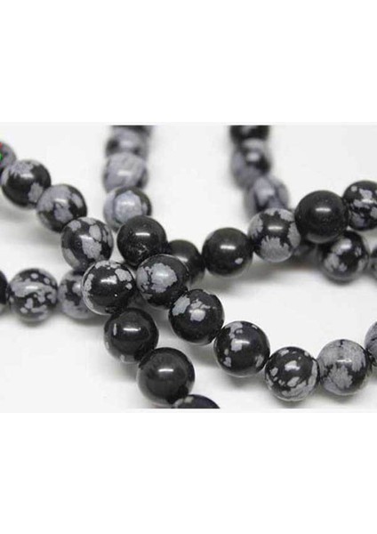 Çeyrek Dizi (9cm Uzunluğundadır!) Kar Tanesi Obsidyen Taşı Çeyrek Dizi 8mm