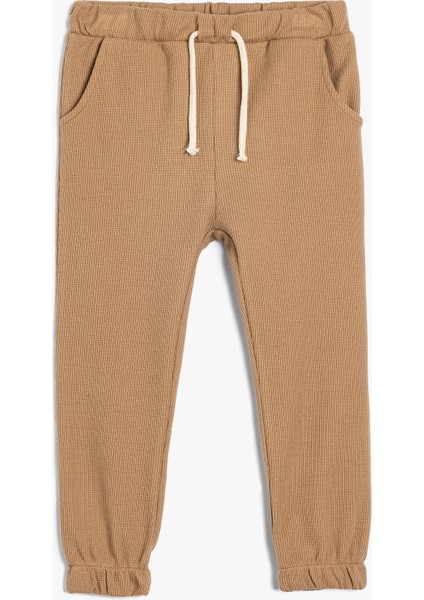 Basic Jogger Eşofman Altı Beli Bağlamalı Dokulu Pamuklu