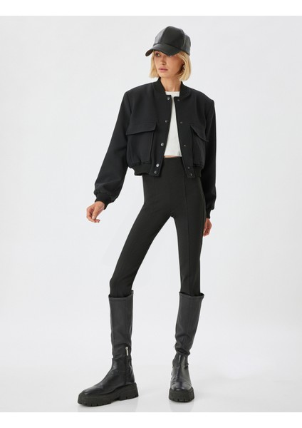 Nervürlü Tayt Yüksek Bel Lastikli Slim Fit fiyatları