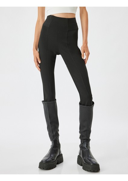 Nervürlü Tayt Yüksek Bel Lastikli Slim Fit modelleri