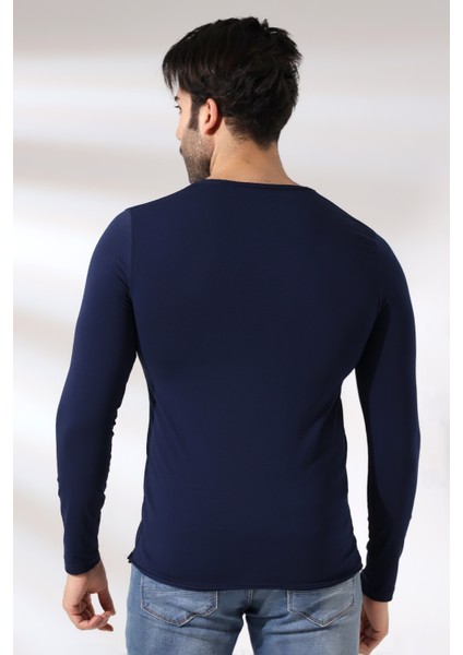 Compact Penye Likralı Slim Fit Uzun Kol Pis V Yaka T-Shirt 19699 Lacivert fırsatları