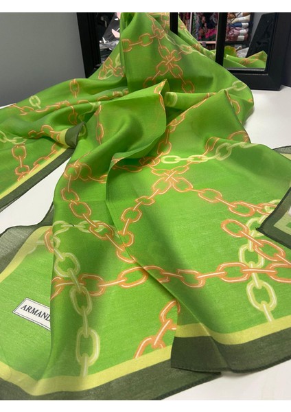 Armanda Zincir Desen Şal Yeşil Renk modelleri
